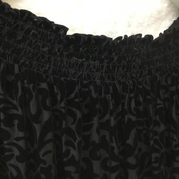 LOFT Black Velvet Flower Off Shoulder Top - Picture 10 of 11